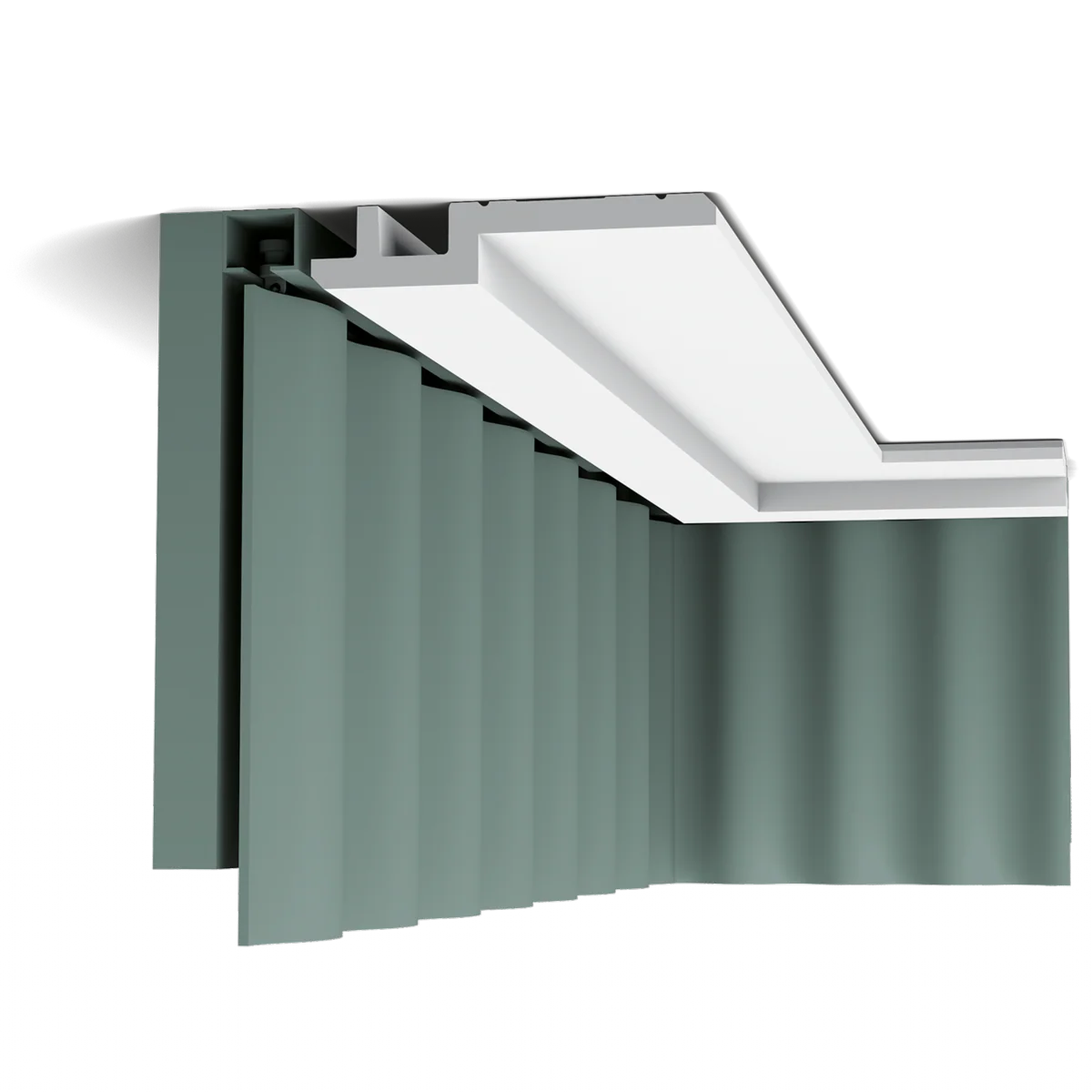 C395 STEPS Corniche pour éclairage indirect et cache tringle à rideau Orac Decor -15,5x3,1x200cm (h x p x L) - moulure décorative polyuréthane - Image 10
