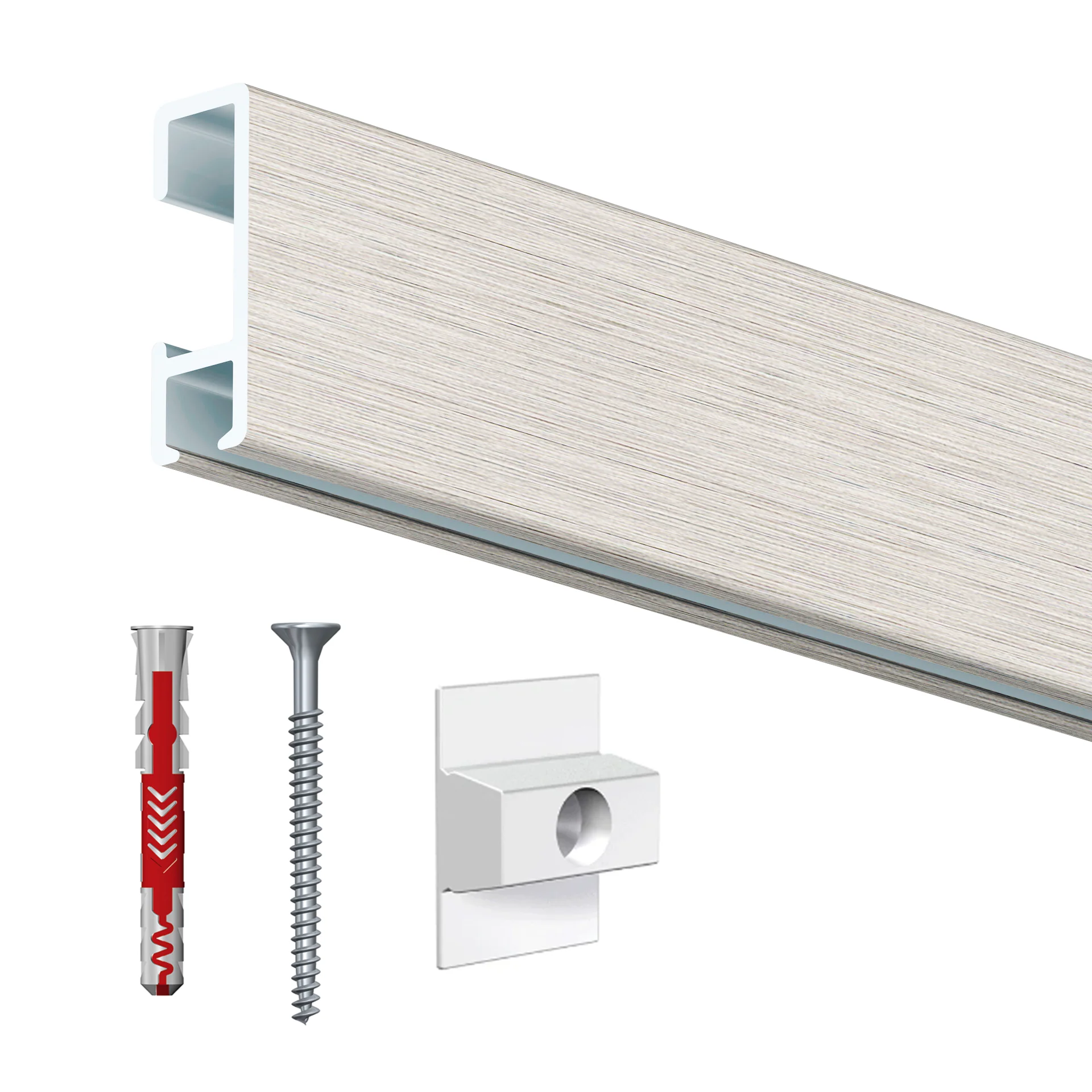 Cimaise Click Rail 200cm + clips, vis et chevilles Multimatériaux - Cimaise Tableau Artiteq - Image 4