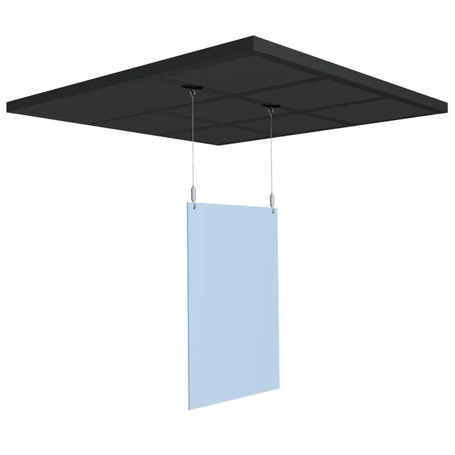Pack 4 attaches faux plafond noir 24 mm - suspension de câble acier a boucle - Image 3